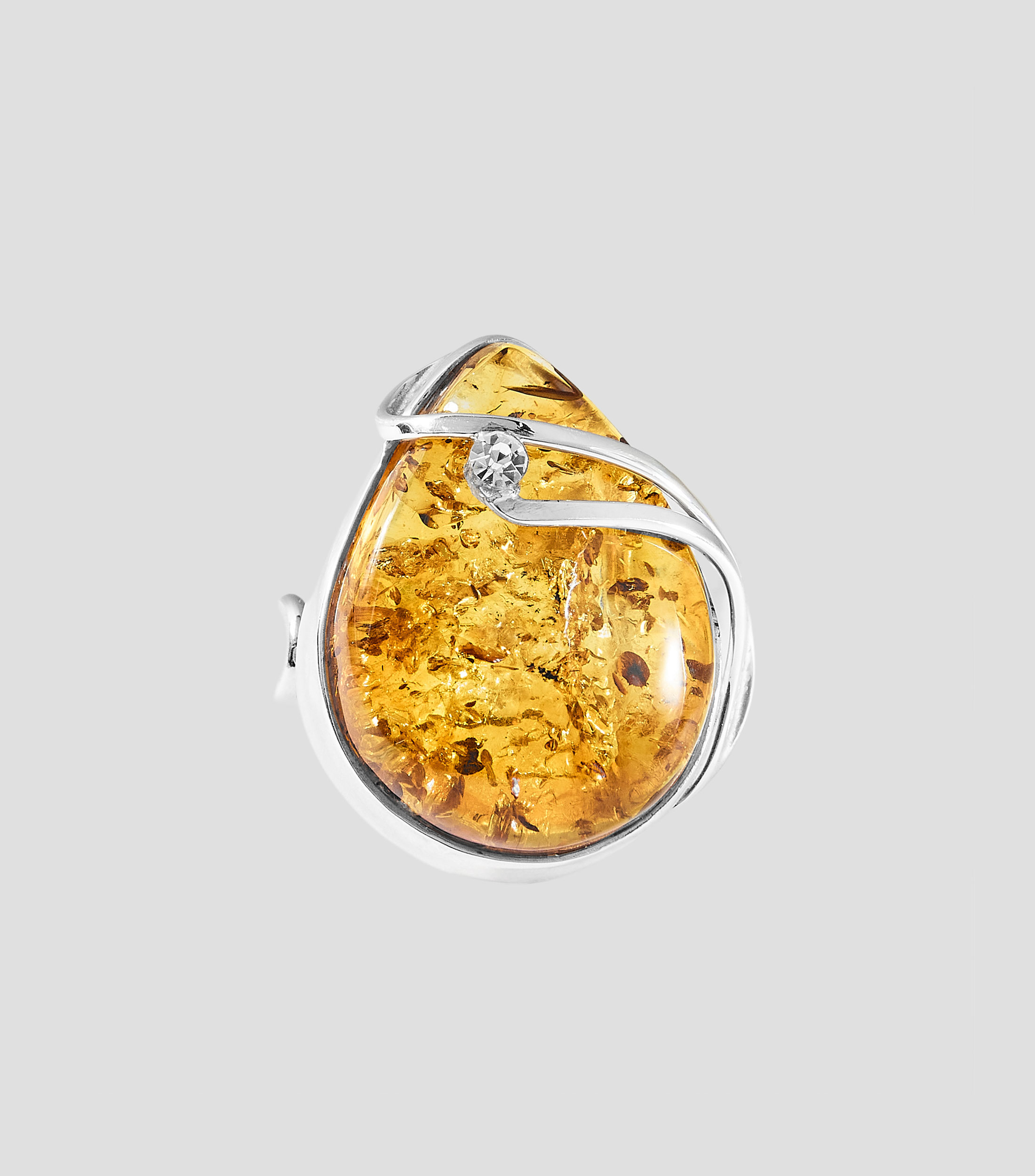 Anillo abierto en Plata .925 con ámbar báltico Mujer